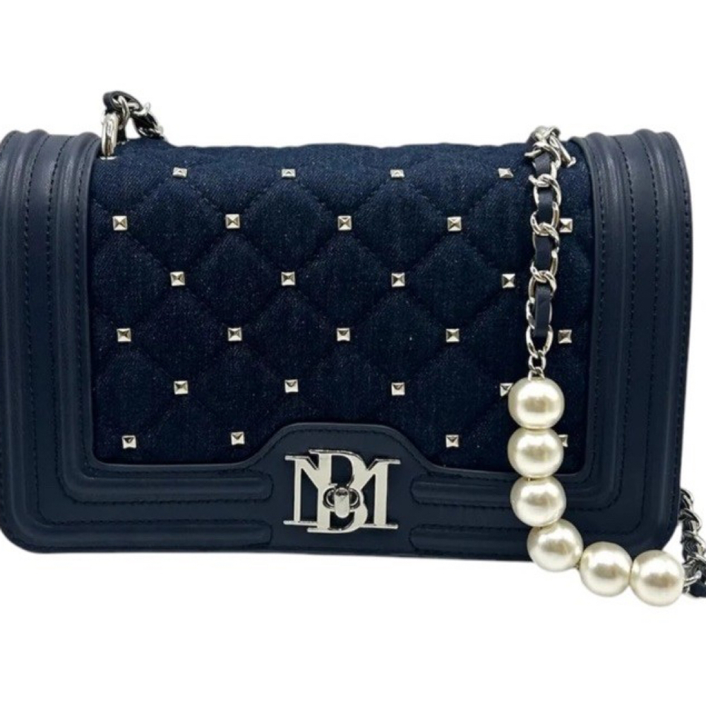 Badgley Mischka Quilted Denim Crossbody Navy Bag NWT (MSRP: $159)